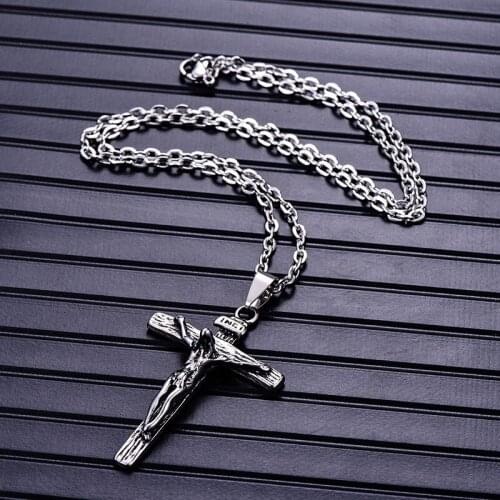 Jewelry on the neck 2020 mens necklace hip hop stainless steel cross necklace gold chain on the neck for men Accessory punk