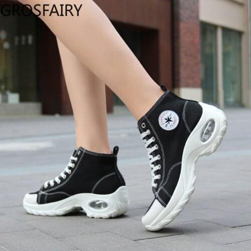 2021 womens casual flat shoes large size increase womens shoes air cushion sneakers canvas shoes fashion casual shake shoes