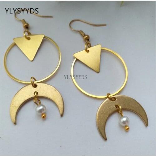 Romantic Witchy Boho Moon Pearl Earrings Drop Phase Boho Hippie Statement Summer Long Jewelry Minimalism Punk Women Gift VINTAGE