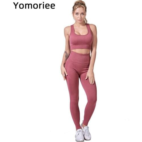 Gym Women Yoga Set Sexy Push-up Sportswear Sport Workout Running Training Bra & Pants Suit High Waist Butt Lifting Yomoriee