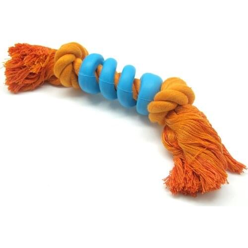Pet Dog Chew Toys - High Quality Rubber & Cotton Rope Bone for Puppies Bite Molar Clean Teeth Bone
