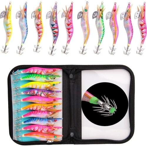 1Pc Luminous Shrimp Bait Squid Jig Fishing Lure Artificial Bait For Octopus Jigs Double Layer Fishing Hooks Tackle