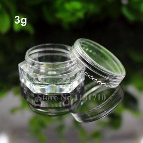 100pcs 3g/3cc/3ml Clear Plastic Jar Cosmetic Cream Jars Small Empty Sample Containers Pots Nail Art Storage Transparent