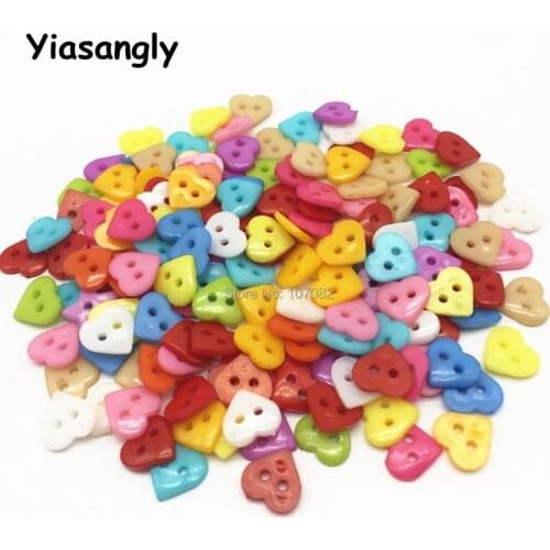 1000pcs 10x11mm Heart Plastic Buttons Flatback 2 Holes Sewing Button For Card Making Scrapbooking Crafts