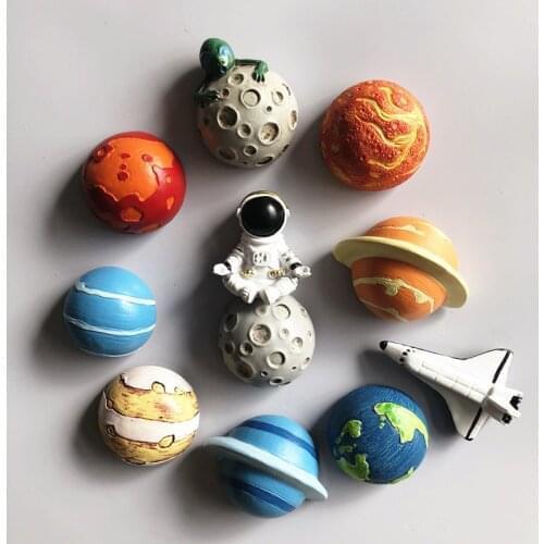 11pcs Planet Moon Magnetic Sticker Astronaut Refrigerator Magnet 3D Creative Fridge Magnet Home Decoration Space Shuttle Magnet