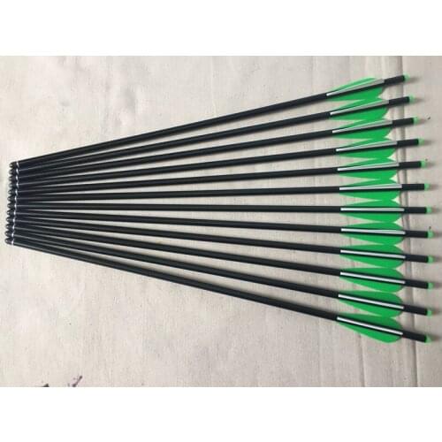 12pcs Archery Crossbow aluminium arrow 20" ID7.6mm with 3" vane and halfmoon arrow Nock for hunting shooting