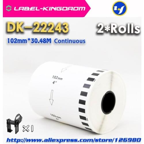 2 Refill Rolls Compatible DK-22243 Label 102mm*30.48M Continuous Compatible for Brother QL-1060 Label Printer White Paper DK2243