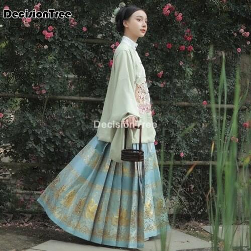 2021 ancient chinese costume women stage performance outfit hanfu costume satin chinese traditional printed folk dance clothes