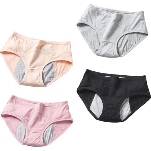 4pcs Women Cotton Underpants Breathable Menstrual Briefs Menstruation Underpants Menstrual Pants For Female Women