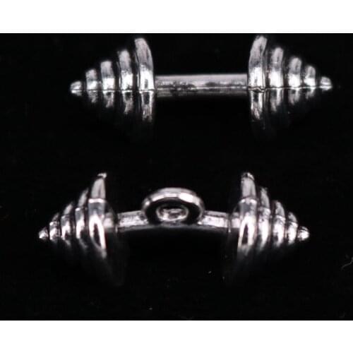 5pcs Dumbbells Charms Antique Silver Color Pendants DIY Making Findings Handmade Tibetan Jewelry 20x10MM