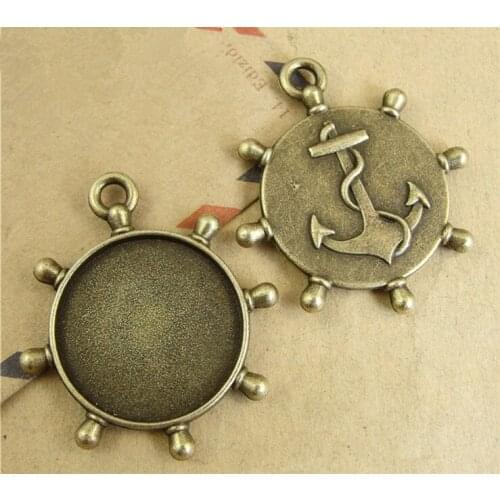 5pcs/lot 20mm Inner Size Antique Bronze Plated Anchor Style Cabochon Base Setting Charms Pendant Tray