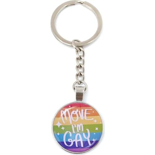 Gay Pride Rainbow Flag Keychain Lesbian LGBT Pride Bright Color Glass Cabochon Key Chain High Quality Chaveiro Gay Gift