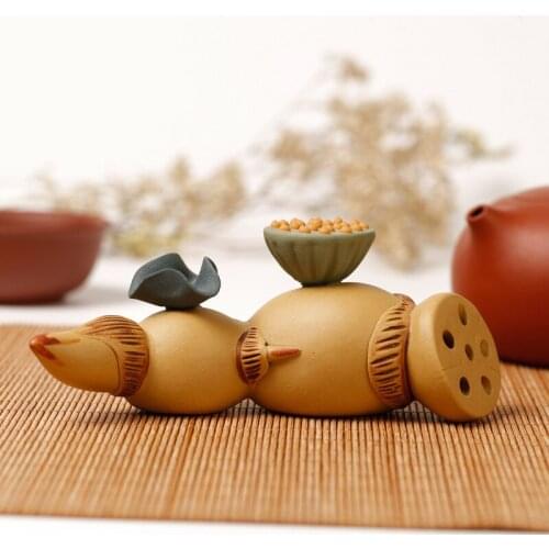 Purple Sand Tea Pet Lotus Root Teapot Top Holder Pen Holder Decoration Boutique Tea Carve Tea Tray Tea Pet Decoration Yixing