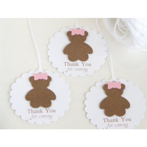 Custom bear Thank you for coming favor baby shower Gift Tags welcome favors Labels baptism Christening birthday booking Cards