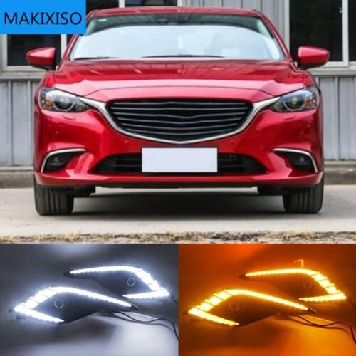 For Mazda 6 Atenza 2016 2017 2018 Daytime Running Light LED DRL fog lamp Driving lights Yellow Turn Signal Lamp