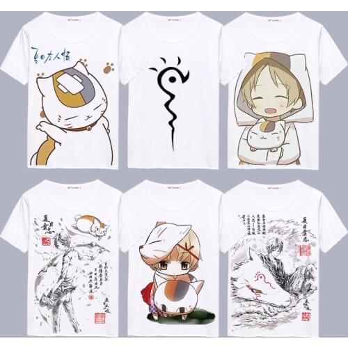 Natsume Yuujinchou Madara Cosplay T Shirt Japanese Anime Cat Printed T-Shirts Cartoon Short Sleeves Summer Top Tee Costume