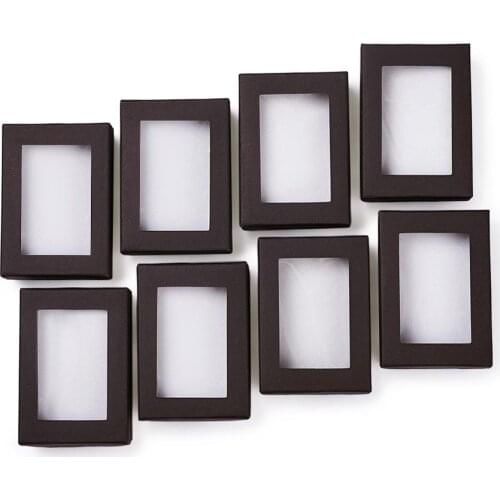 60pc Cardboard Jewelry Set Boxes Rectangle For Ring Necklace Bracelets Bangles Cases Presents Packages Black 90x65x28mm