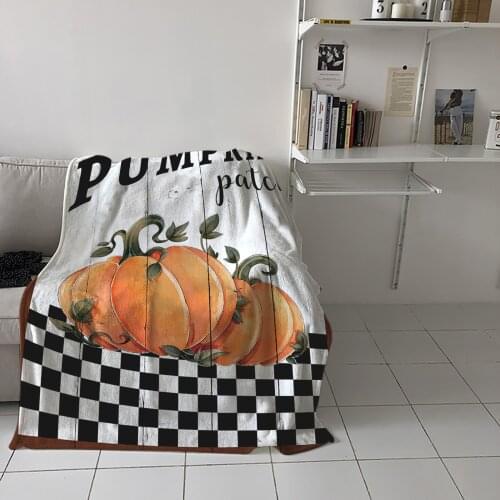 Thanksgiving Pumpkin Plaid Home Blanket High Quality Bedroom Living Room Sofa Blanket Lounge Hotel Travel Portable Soft Blanket