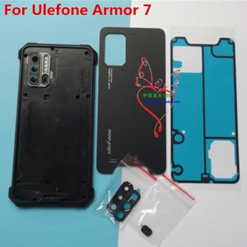 Original For Ulefone Armor 7 Battery Cover Housings + Cover Back Glass + Camera Lens Glass For Ulefone Armor 7 Cell Phone