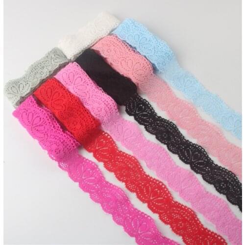 Beautiful 5 Yards Elasticity Lace Ribbon Tape 30mm African Lace Fabric Dress Embroidery DIY Underwear Accessories
