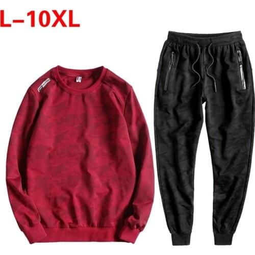 Spring Autumn Tracksuit Set Men Clothes Fashion Plus Size 9XL Sportwear Male Sweatshirt +Pants 2 Piece Running Sets Sweat Suit