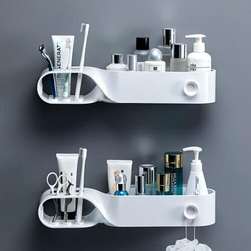 Wall-Mounted Storage Rack Shampoo Cosmetic Towel Holder Toothbrush Rack Bathroom Shelf Toilet Household Bathroom Accessories