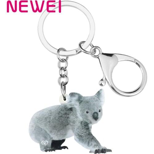 Newei Acrylic Gray Cute Australia Koala Keychains Long Lovely Animal Keyring Jewelry For Women Kids Men Fashion Gift Bag Charms