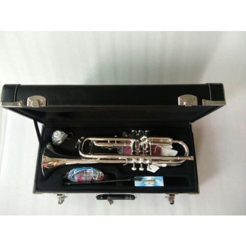 New Stradivarius Silver Trumpet Music Instrument Bb flat trumpet preferred New trumpet super professional performance Free shipp