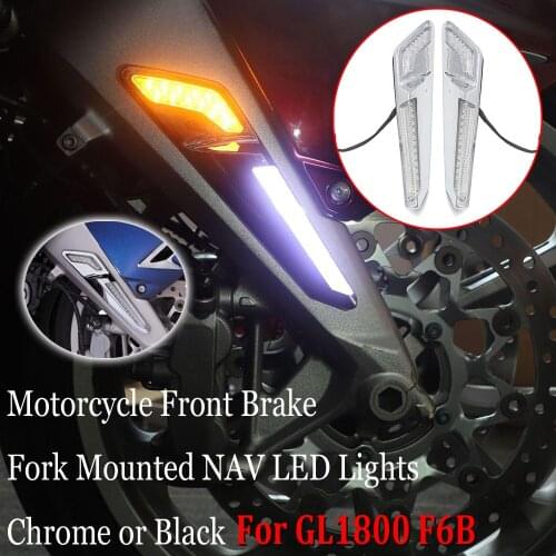 For Honda Goldwing GL 1800 GL1800 F6B 2018-UP Motorcycle Front Brake Fork Mounted NAV LED Lights in Chrome or Black 2019 2020