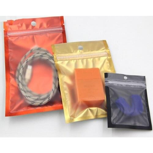 Hanging Hole Flat Type Aluminum Bag With Reclose Zipper, One Side Clear Food Grocery Packaging Bag J10012
