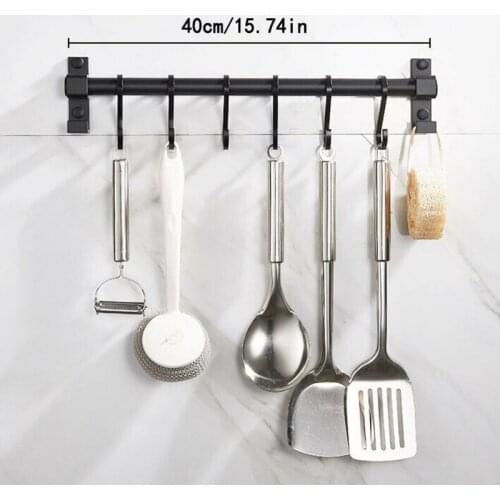 MLGB Kitchen Rail Rack Wall Mounted Utensil Hanging Rack Hanger 6 Hooks Holder Tool