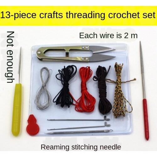 Portable 13pc wire threading Kit Needle and thread pin mini Scissors For beading Perforation Punch Needle tool Household tools