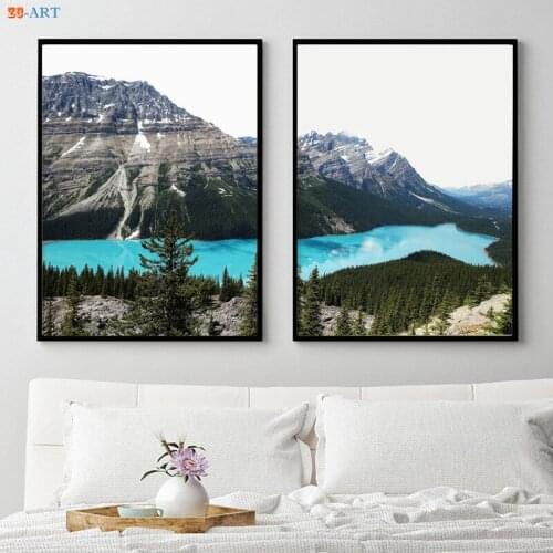 Lake Mountain Posters and Prints Landscape Canvas Painting Nature Wall Art Wall Pictures for Living Room Nordic Decoration Home