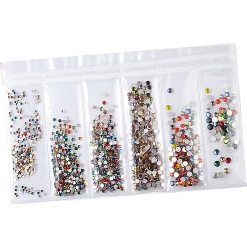 Salon Manicure 3D Nail Art Tips Rhinestones Flat Shaped Colorful Charms Crystal Stones Nail Art Sticker