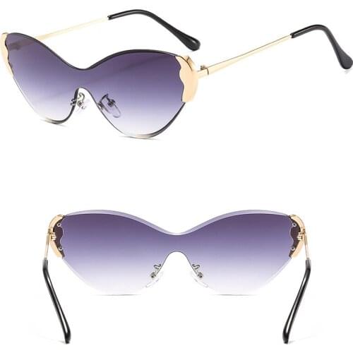 Cat Glasses Style Frameless Womens Sunglasses 1902 Ins Cross-Border Fashion Trim Sunglasses