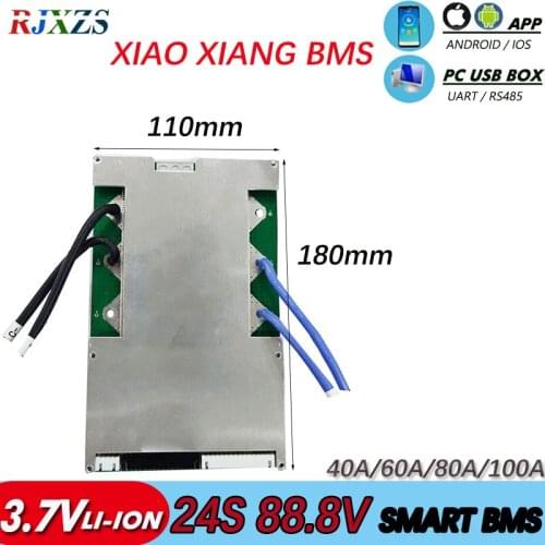 Smart BMS Bluetooth 24S 100A Active New Lithium Ion PCM With Android Bluetooth UART PC Software Monitor