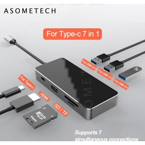 USB 3.0 Splitter Dock Hub Adapter SD TF Card Reader 7 in 1 Multiple USB Ports Expander for PC Laptop 5Gbps USB 3.0 HUB