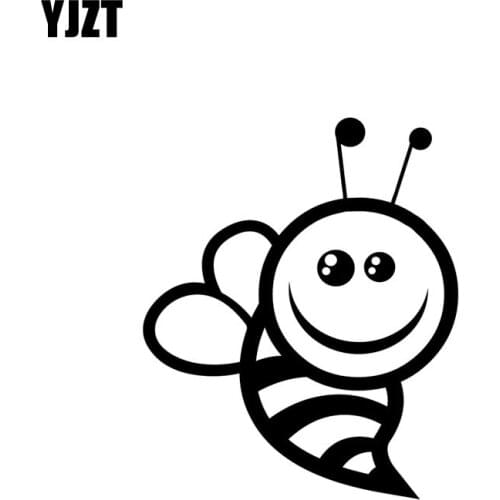 YJZT 12.7CM*15.3CM Cute Bumblebee Vinyl Decal Car Sticker Animal Bee Truck Funny Black/Silver C19-0022