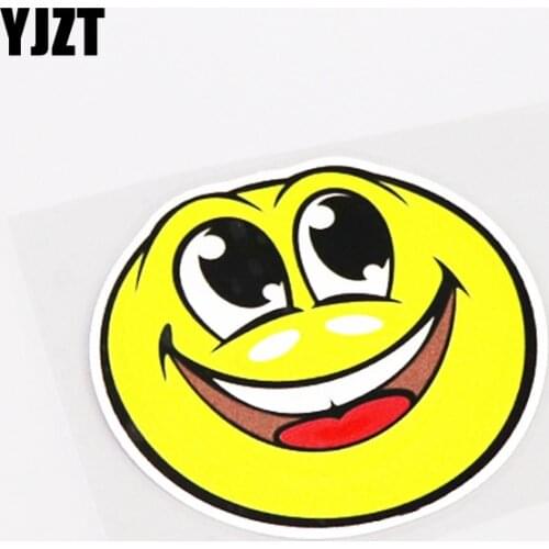 YJZT 9.1CM*8.8CM Cartoon Fun Smiling Face Car-styling Car Sticker Decal PVC 13-0681