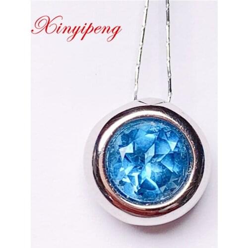 Xin Yipeng Gemstone Jewelry Real S925 Sterling Silver Inlaid Blue Topaz Pendant Fine Anniversary Gift For Women Free Shipping