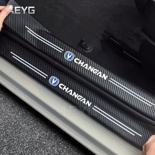 Carbon Fiber Car Door Sill Guard Protective Leather Stickers For Changan CS75 PLUS CS95 CS35 CS15 CS55 Coupe Eado XT Dsvin V7