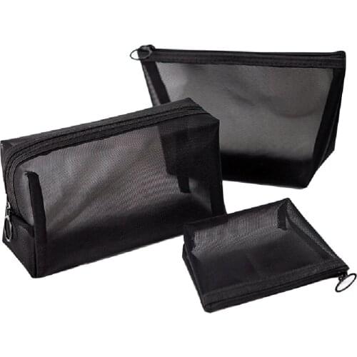 Women Transparent Makeup Bag Black Travel Makeup Bag Cosmetic Organizer Travel Toiletry Sundries Storage Container Beauty Bag