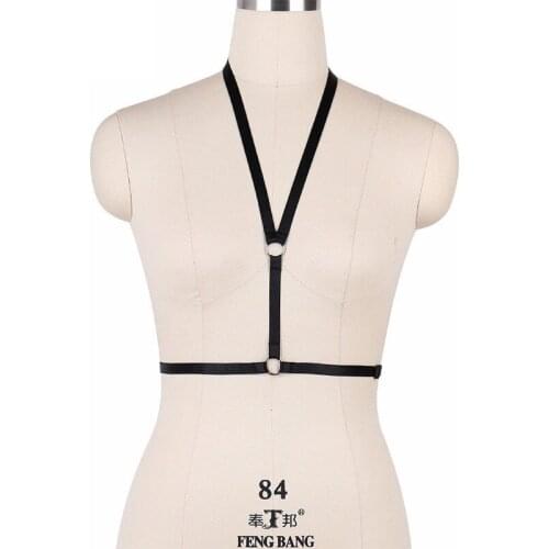Womens Sexy Harness Bra Fetish Wear Crop Top Lingerie Bridal Wedding Garters Gothic Body Bondage Harness Black Crop Tops O0170