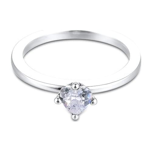 Woman Ring Clear Heart Solitaire Ring Sterling Silver Jewelry For Woman Jewelry Make Up Fashion Jewelry Rings