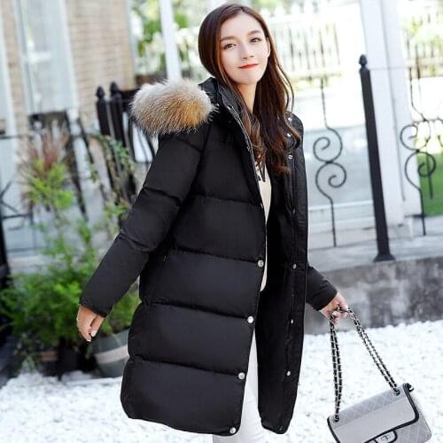 Winter Jacket Women Raccoon Fur Collar White Duck Down Jackets Plus Size 5XL Woman Coat Black Thick Parkas Abrigo WXF446
