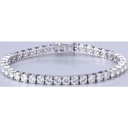 Starsgem Jewel Test Positive VVS High Quality 18K White Gold 4mm Moissanite Engagement Bracelet for Couple