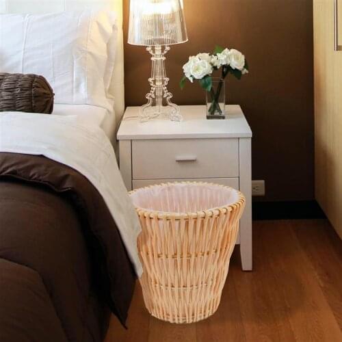 1PC Wicker Garbage Can Wastepaper Basket Woven Rubbish Basket Rattan Woven Basket for Dorm Home