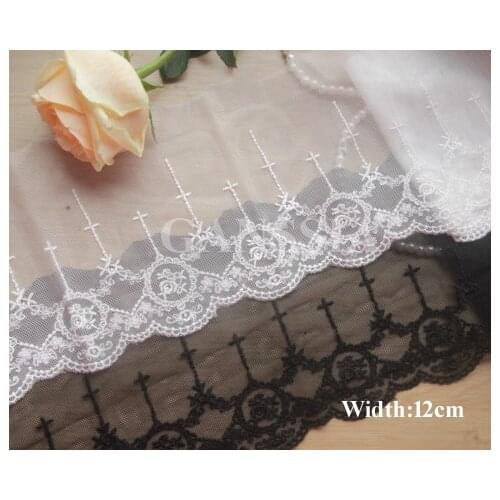 Width: 12cm Vintage flower embroidered trimming lace lace for garment Scrapbooking (ss-59)