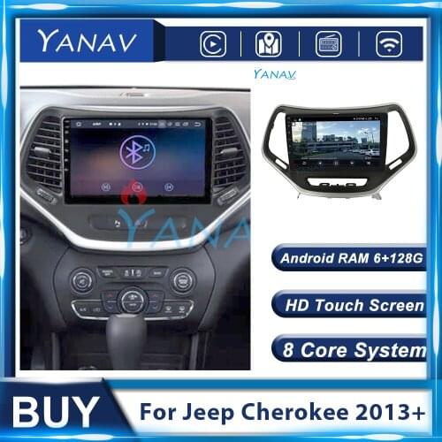 128G Android GPS Navigation Multimedia Player Car Radio For Jeep Cherokee 2013+ Auto 2 Din Stereo Receiver Video Touch Screen