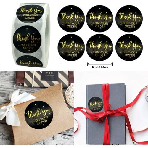 500pcs/roll 2.5CM Gold Foil Thank You Gift Box/ Bag Sealling Label Scrapbooking DIY Decoration Stationery Sticker